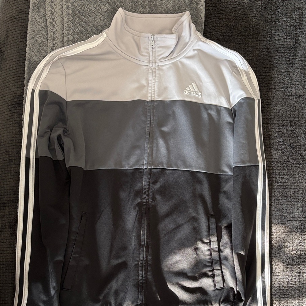 Adidas Boys Black, Gray, and White Windbreaker